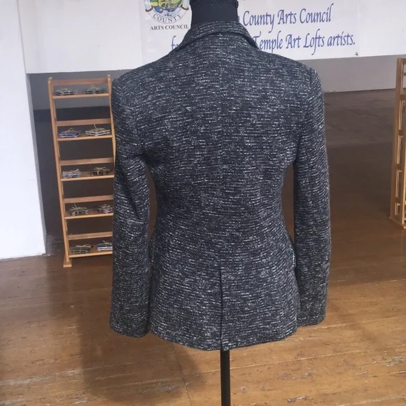 Anthropologie thick Black and white lined cotton blazer - Picture 4 of 6